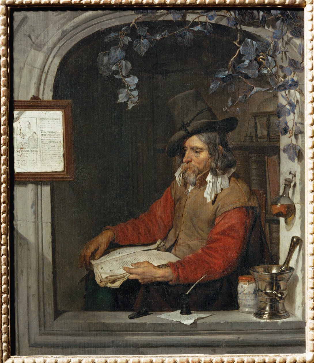 Apotekeren, også kendt som kemikeren ... af Gabriel (attr. to) Metsu