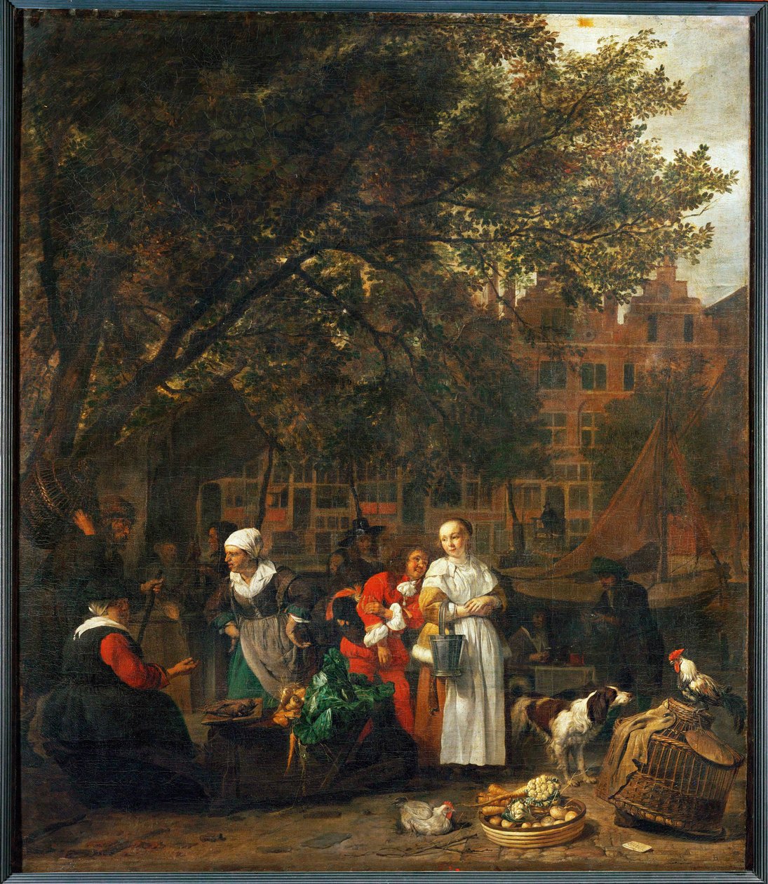 Grøntsagsmarked i Amsterdam, Holland ... af Gabriel (attr. to) Metsu