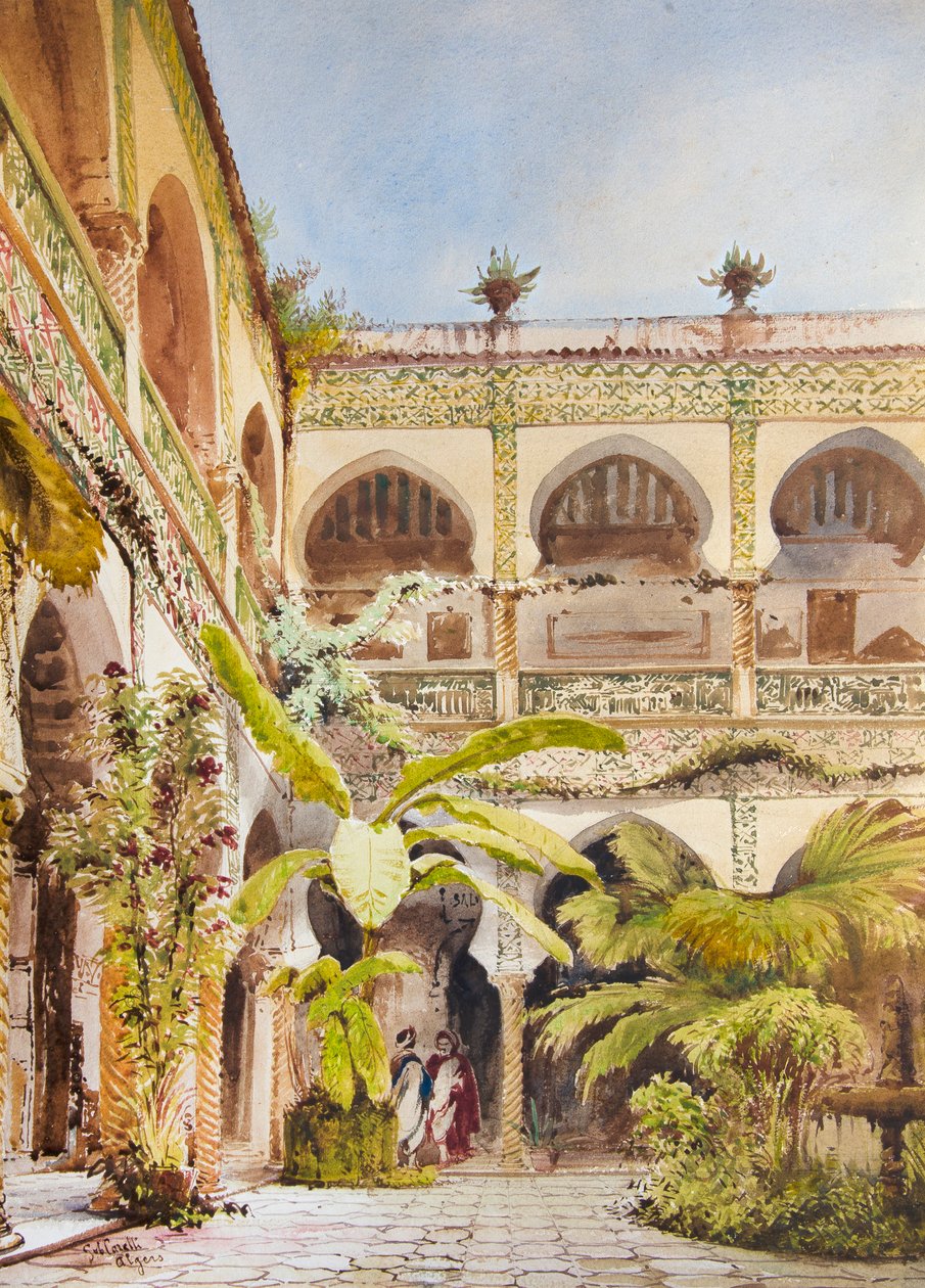 Dar Mustapha Pacha, Algier (akvarel) af Gabriel Carelli