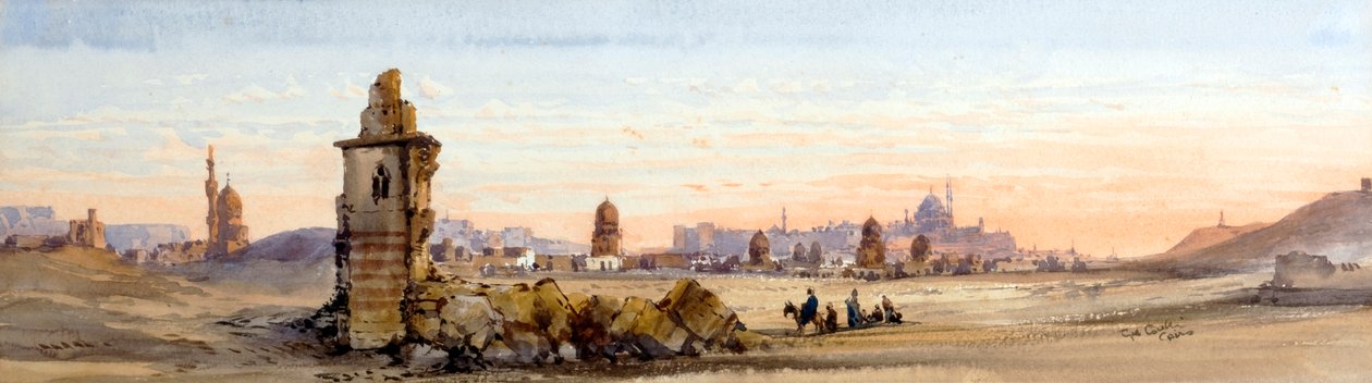 Mamelukgravene, Khalifernes dal, Cairo (akvarel) af Gabriel Carelli