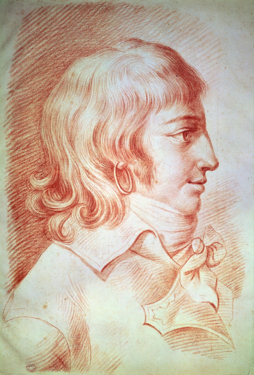 Louis-Antoine-Leon de Saint-Just (1767-94) (rødt kridt på papir) af Gabriel Christophe Guerin