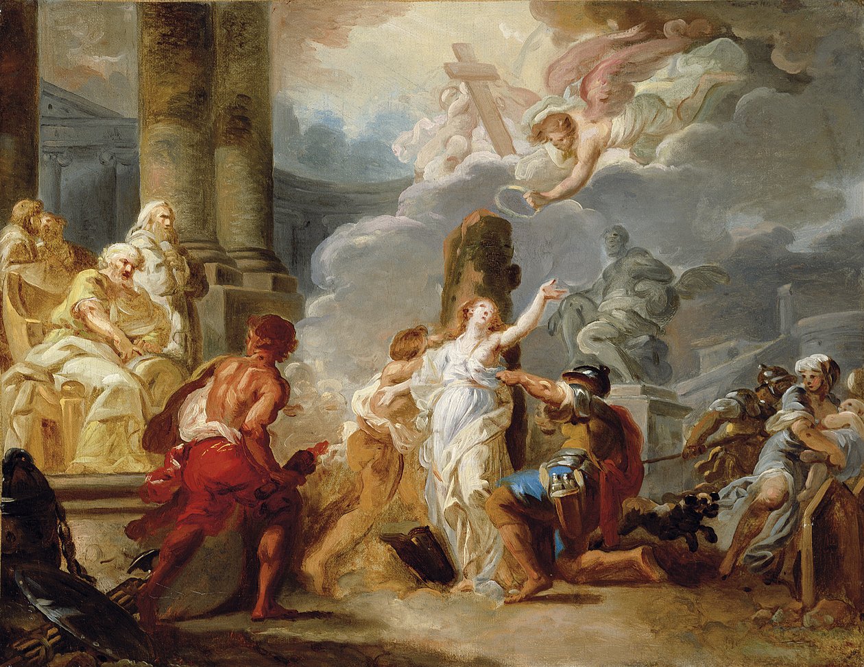 En kvindelig helgens martyrium, en skitse af Gabriel Francois Doyen