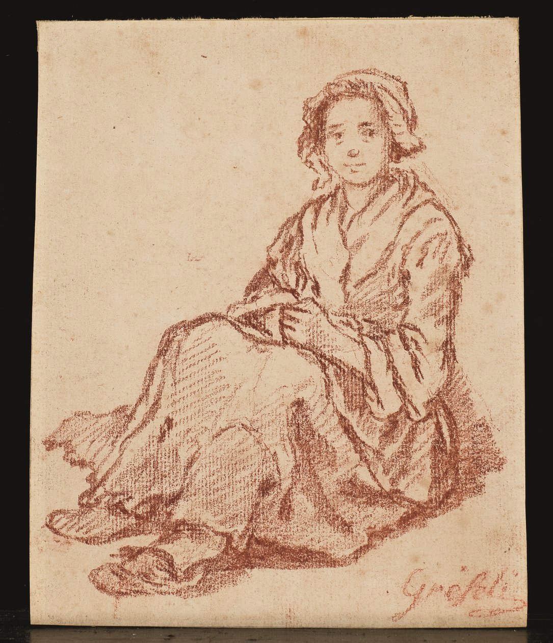 En siddende kvinde (Femme assise) (rødt kridt) af Gabriel Gresly