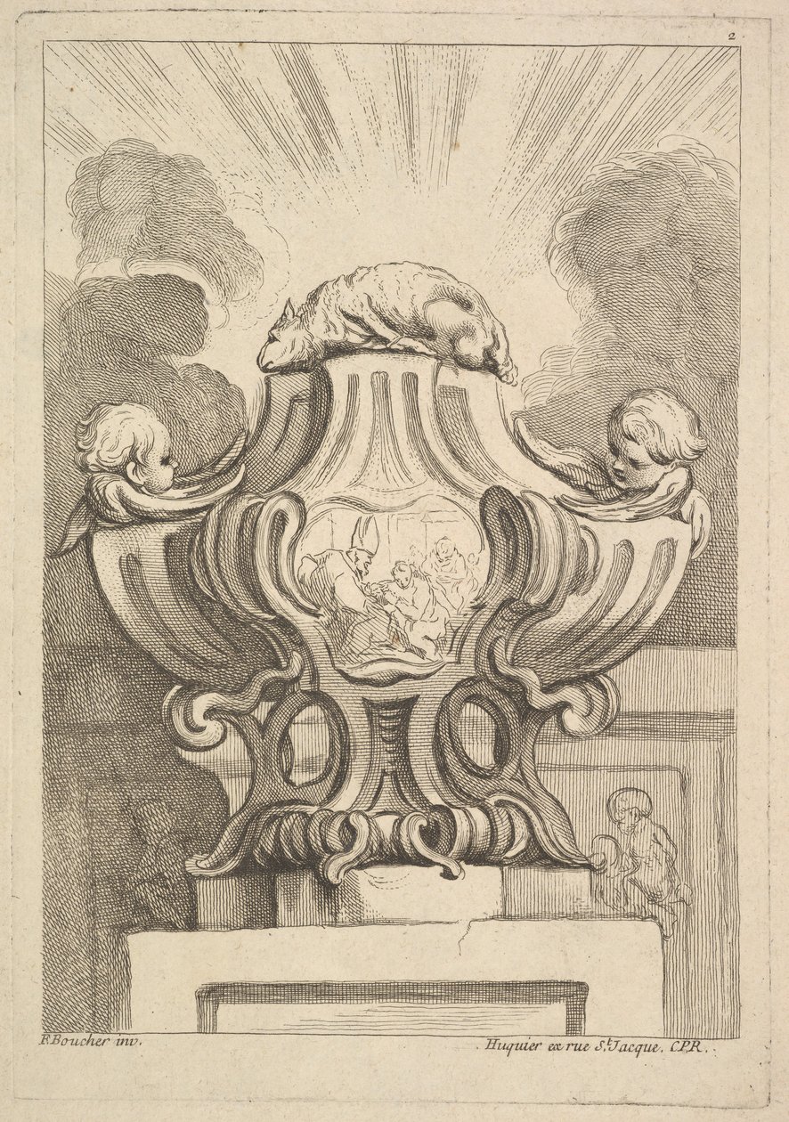 Design til en urne, 1725-72. af Gabriel Huquier