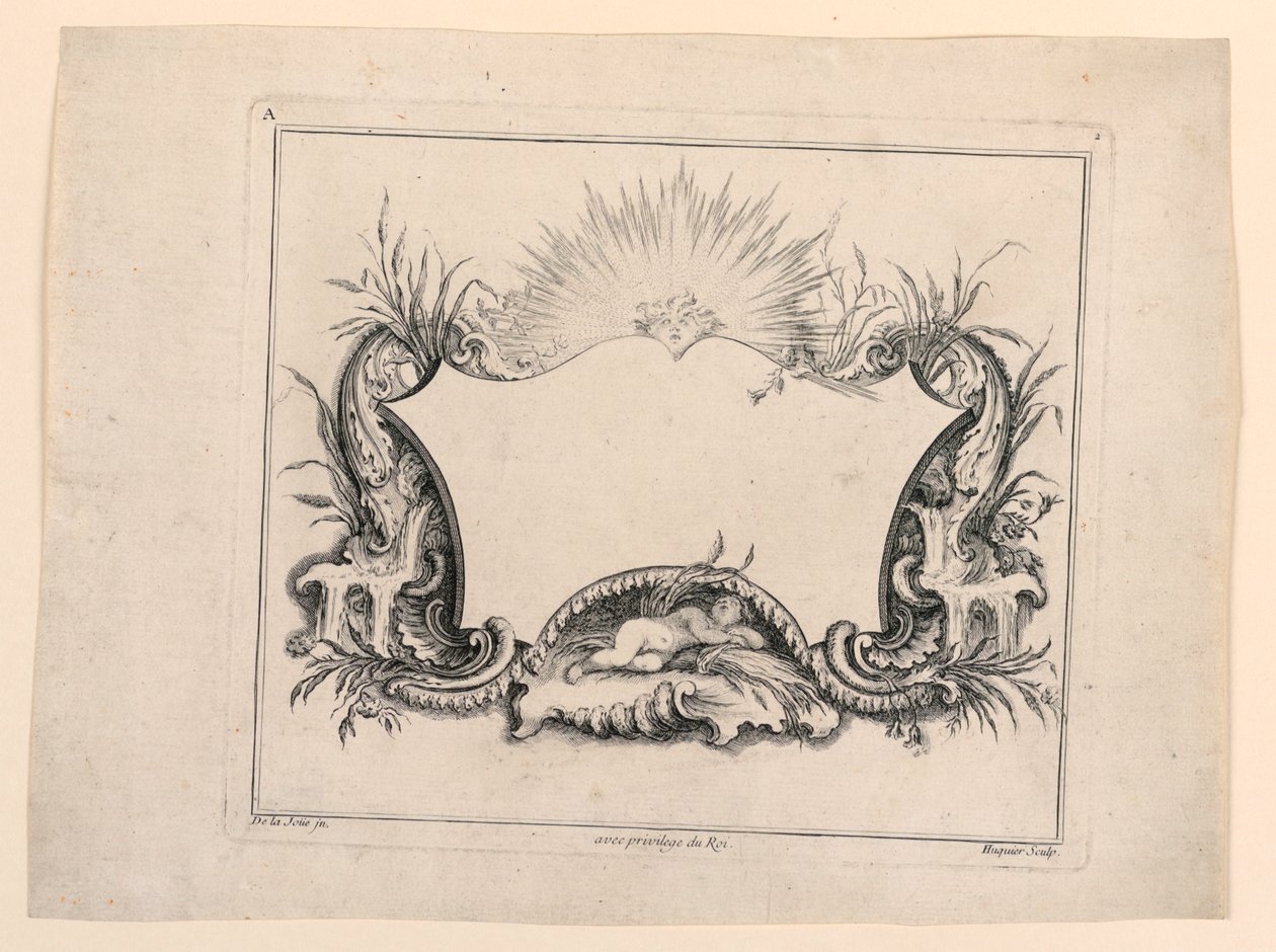 Escutcheon, fra "Recueil Nouveau de Differens Cartouche" af Gabriel Huquier
