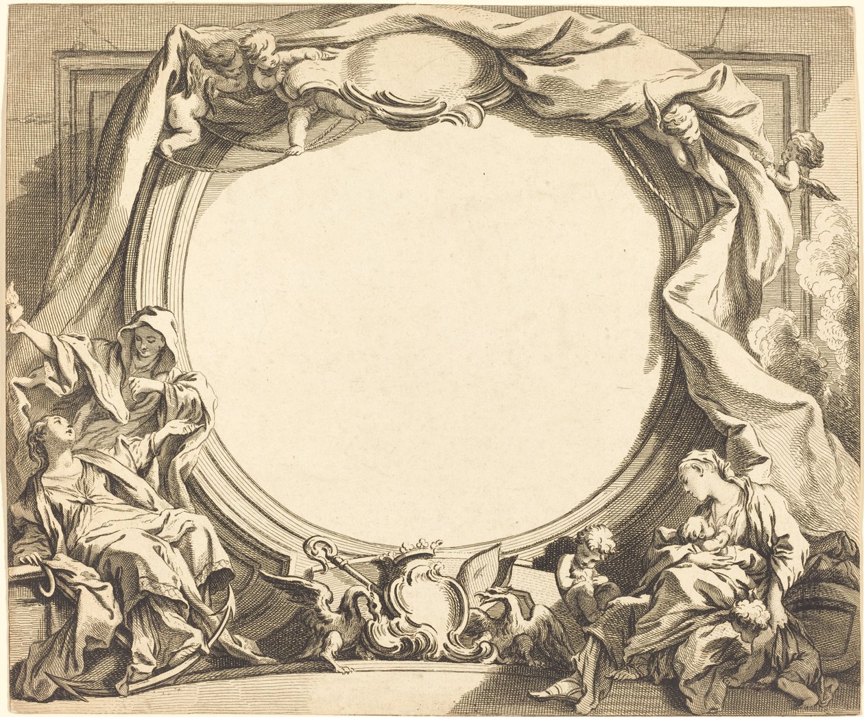 Tro og Næstekærlighed af Gabriel Huquier after François Boucher