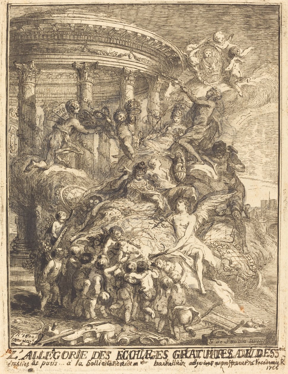 Allegori over de ægteskaber, der blev indgået af byen Paris ved fødslen af ​​hertugen af ​​Bourgogne af Gabriel Jacques de Saint Aubin