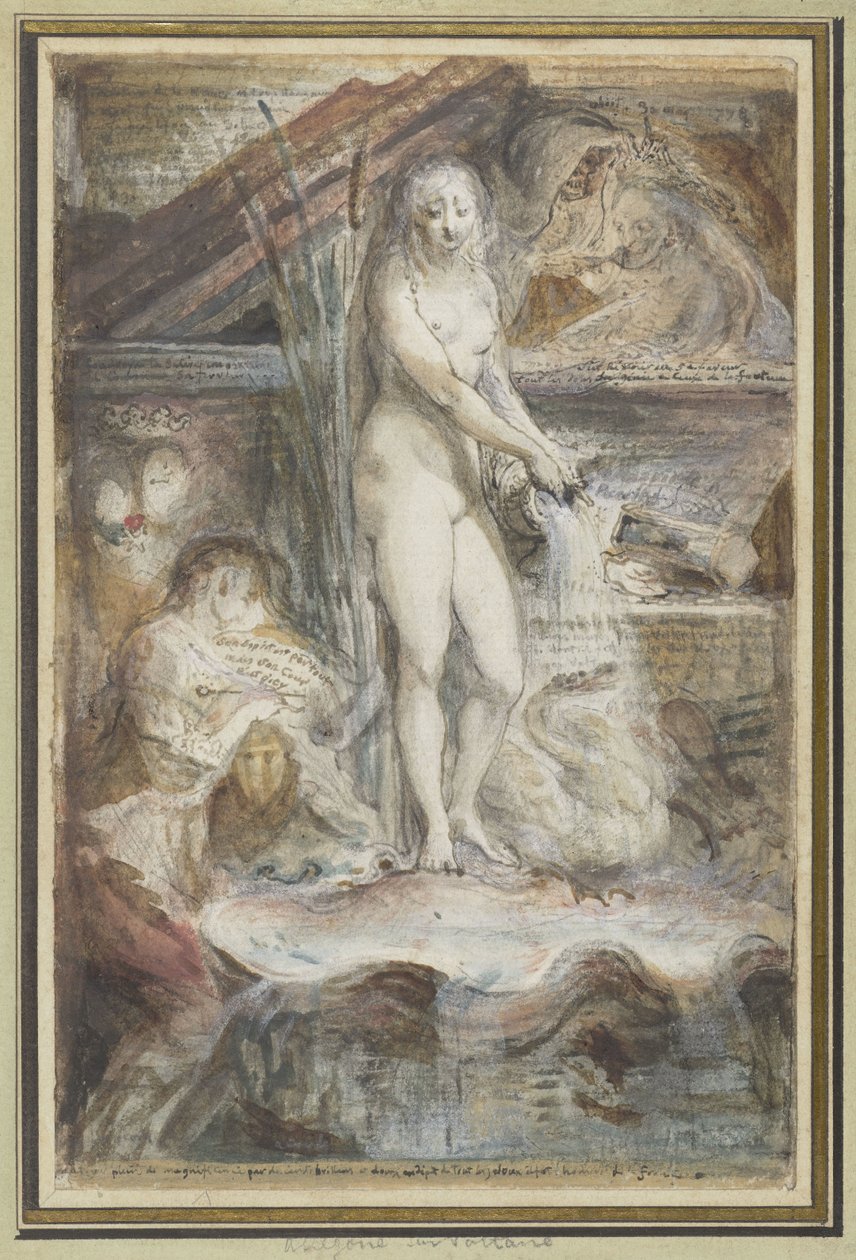 Allegori om Voltaires død af Gabriel Jacques de Saint Aubin