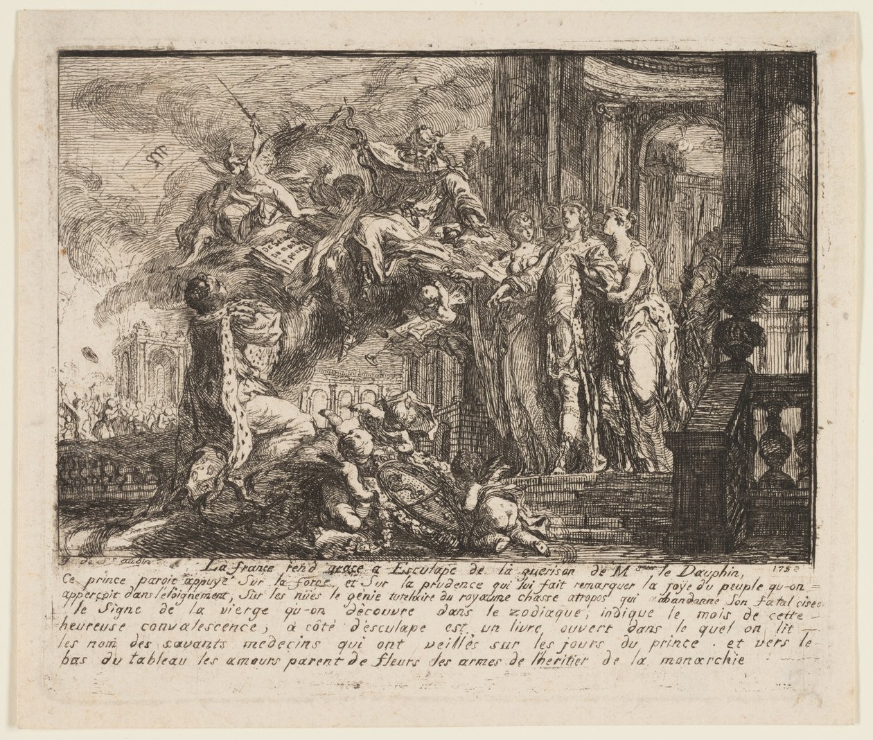 Allegori om Dauphinens rekonvalescens af Gabriel Jacques de Saint Aubin