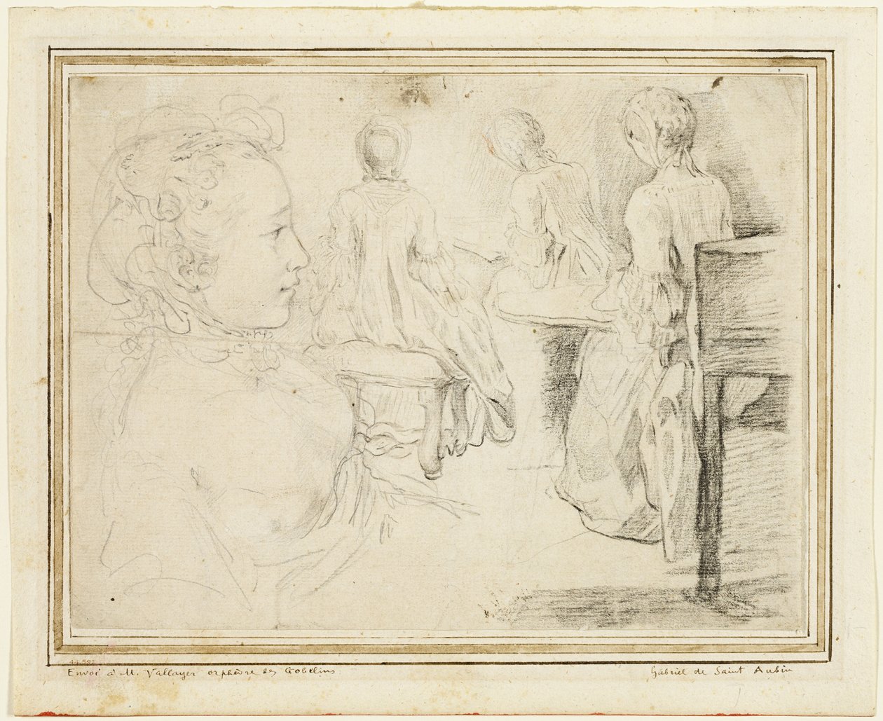 Fire syn på en ung kvinde af Gabriel Jacques de Saint Aubin