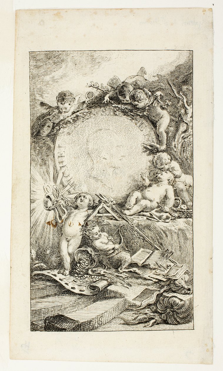 Frontispice, plade en fra Collection of Poems af Sedaine af Gabriel Jacques de Saint Aubin