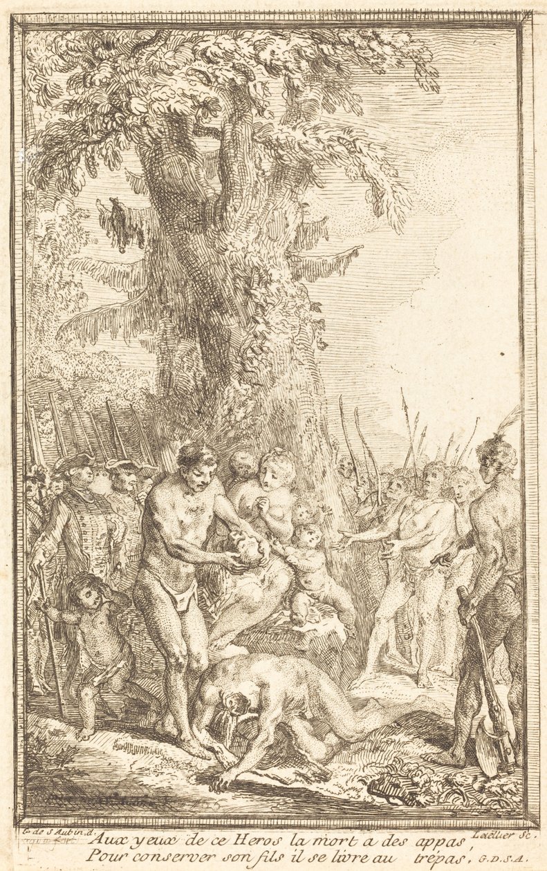 Heroisk handling af en far, der ofrer for sin søn af Gabriel Jacques de Saint Aubin