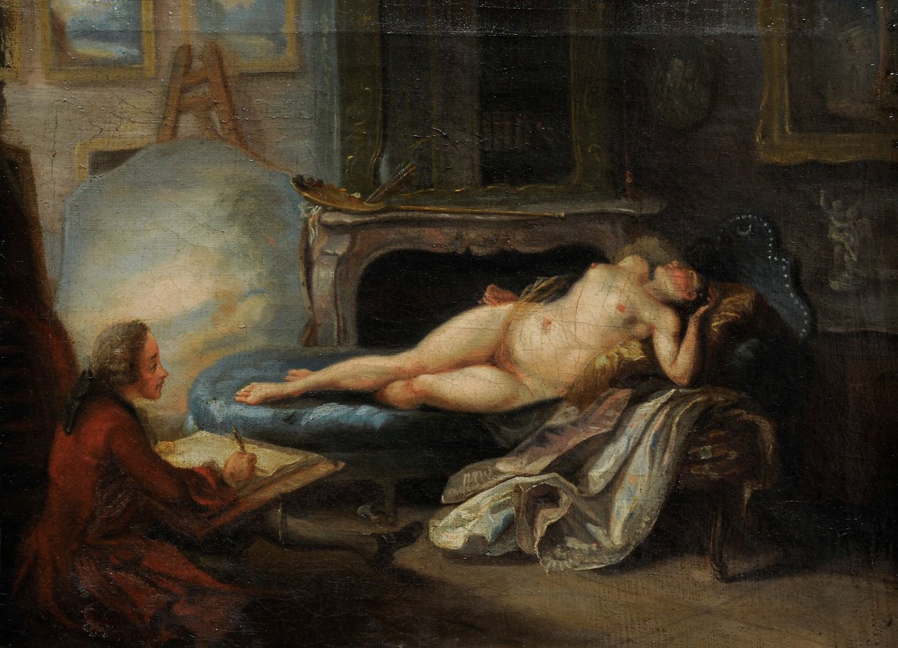 Det private Akademi, 1755. af Gabriel Jacques de Saint Aubin