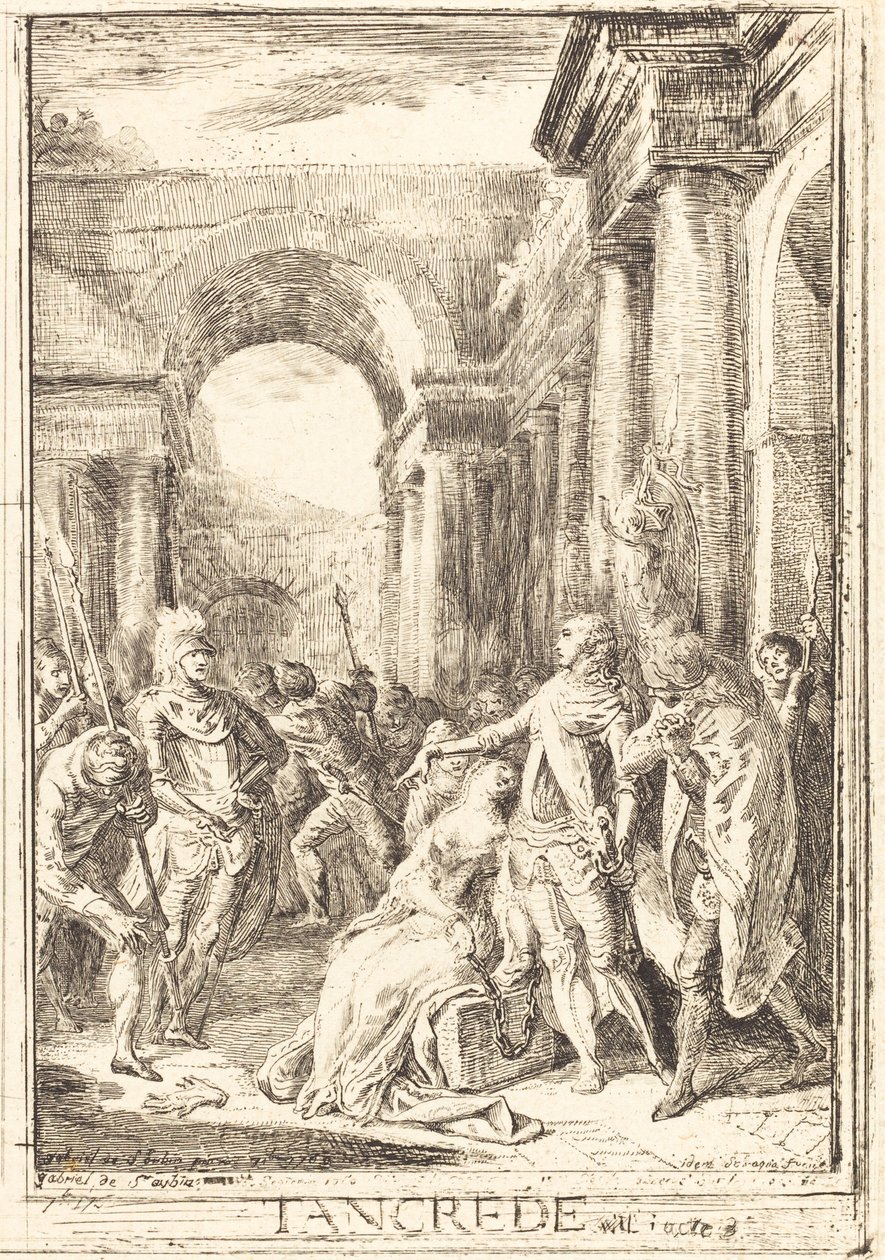 Udfordringen [til højre] af Gabriel Jacques de Saint Aubin