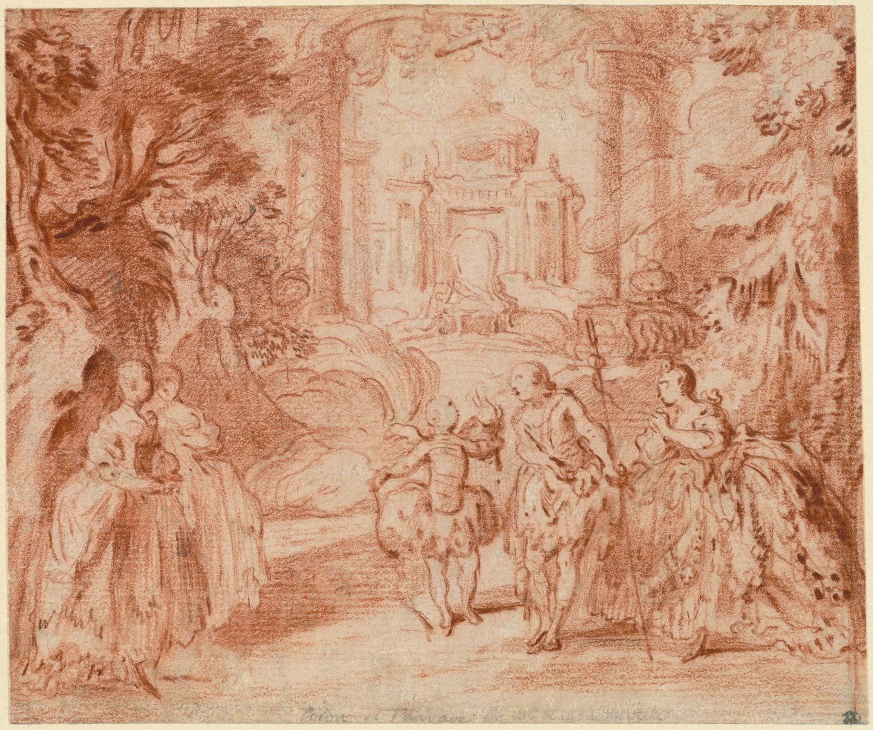 Underholdningen fra Voltaires "Prinsessen af ​​Navarra" af Gabriel Jacques de Saint Aubin