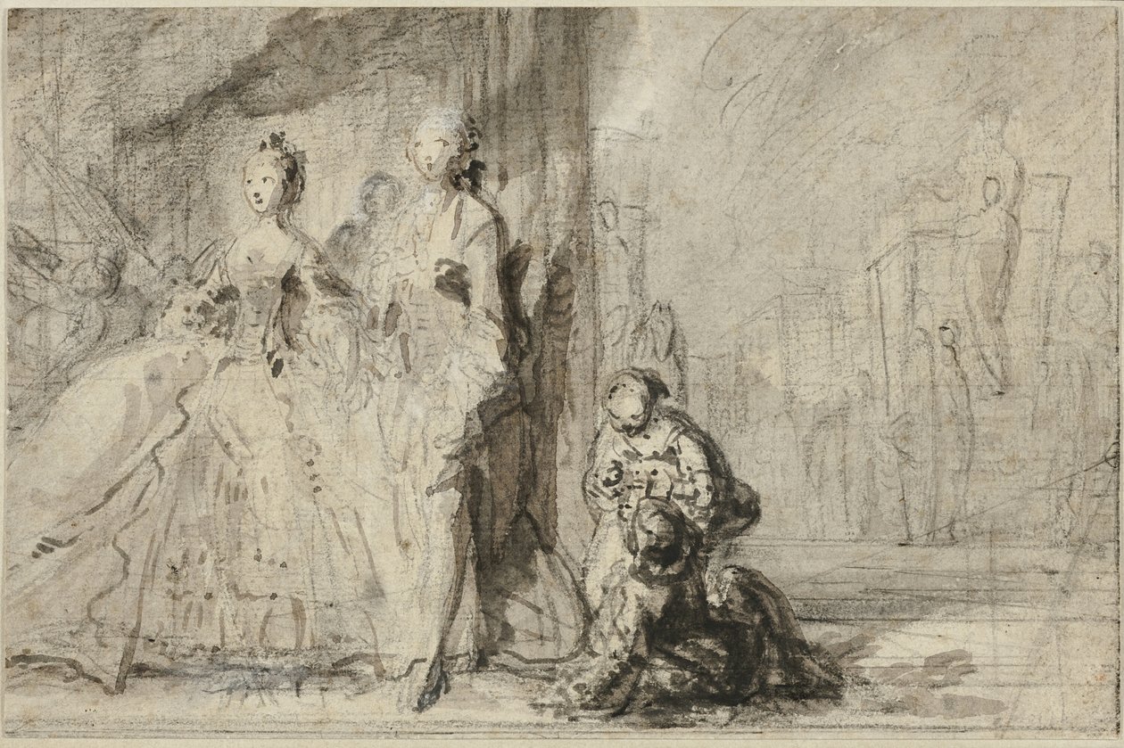 Promenaden på Boulevarden af Gabriel Jacques de Saint Aubin