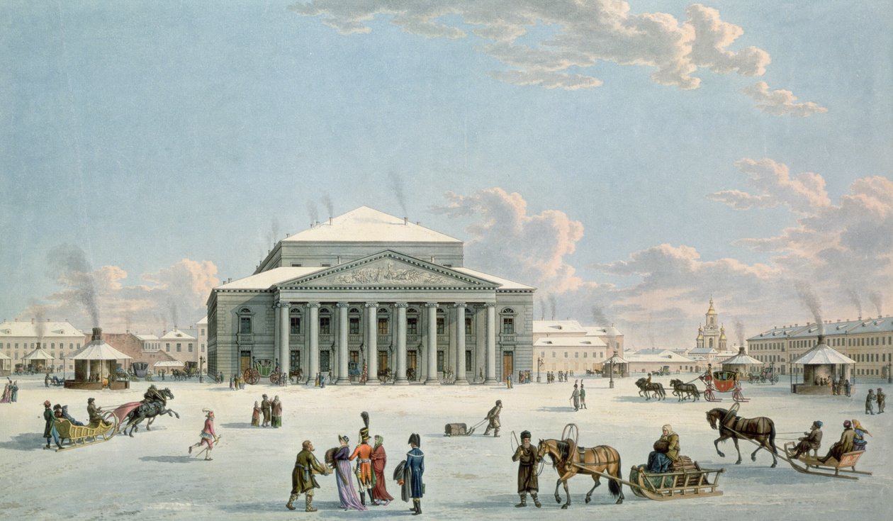 Bolsjoj-teatret, Skt. Petersborg af Gabriel eller Matthias Lory, ca. 1800, efter et maleri af Johann Georg de Mayr, ca. 1790 (kobberstik) af Gabriel L. & Lory Mathias G. (1784 1846) Lory