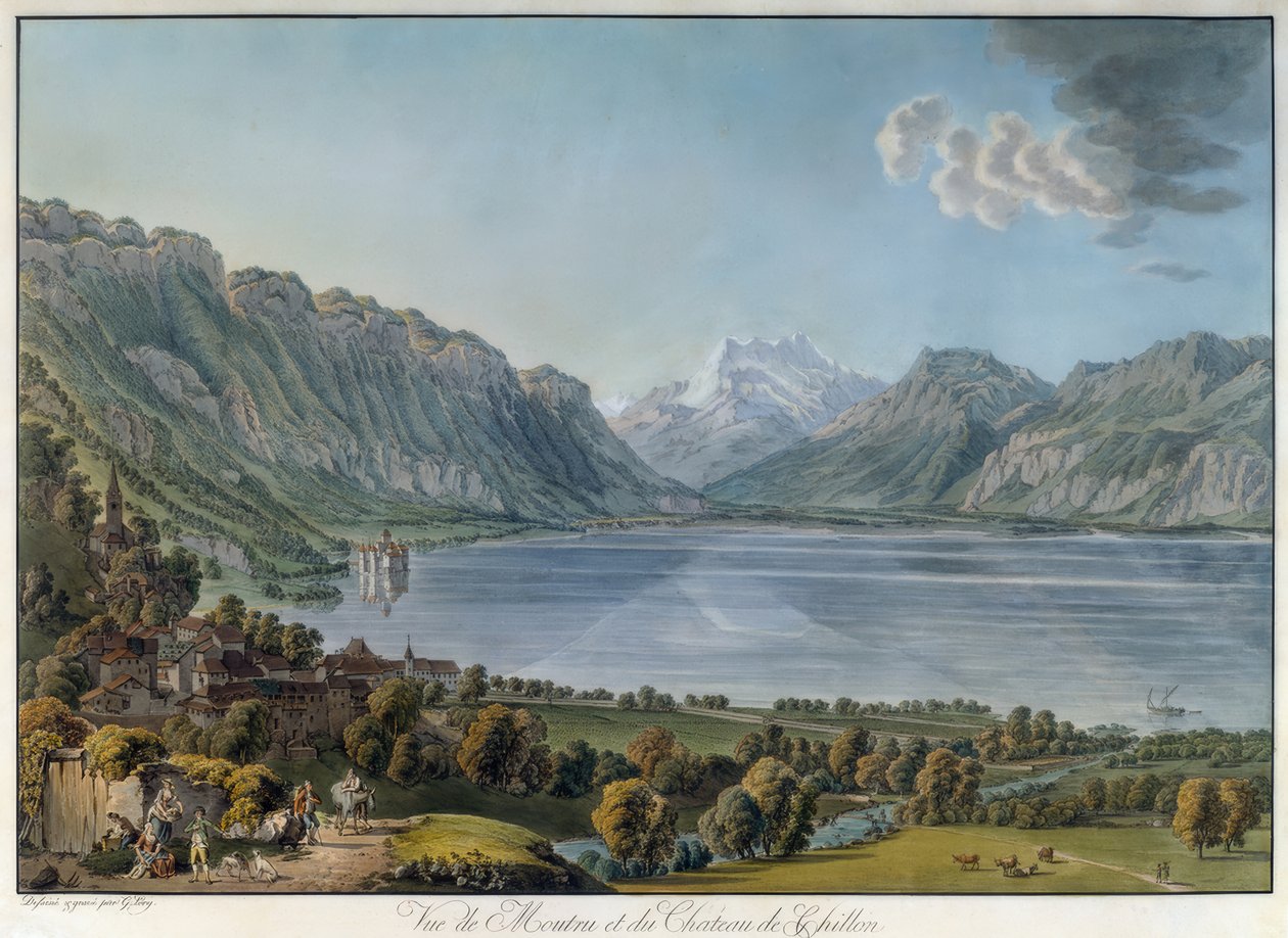 Genèvesøen med Montreux, Château de Chillon og Dents du Midi af Gabriel Lory