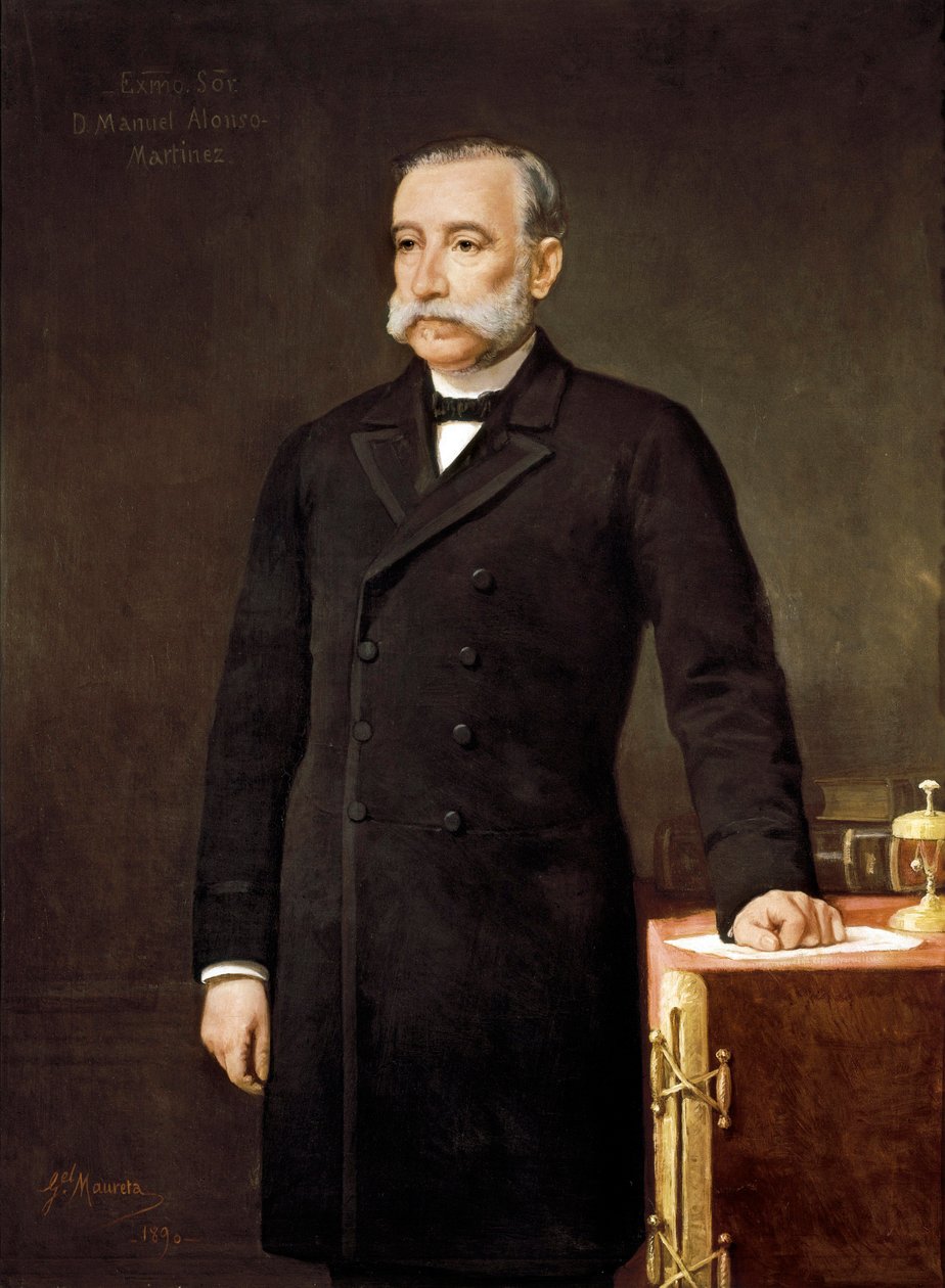 Portræt af Manuel ALONSO MARTINEZ (1827-1891), spansk advokat og politiker medlem af Liberal Union Party Madrid, Deputeretkongressen.   Maleri af Gabriel Maureta (1800-tallet). af Gabriel Maureta Aracil