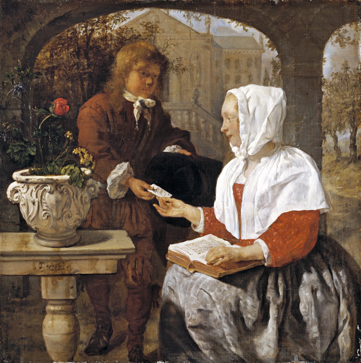 En ung kvinde, der modtager et brev, ca. 1658 af Gabriel Metsu