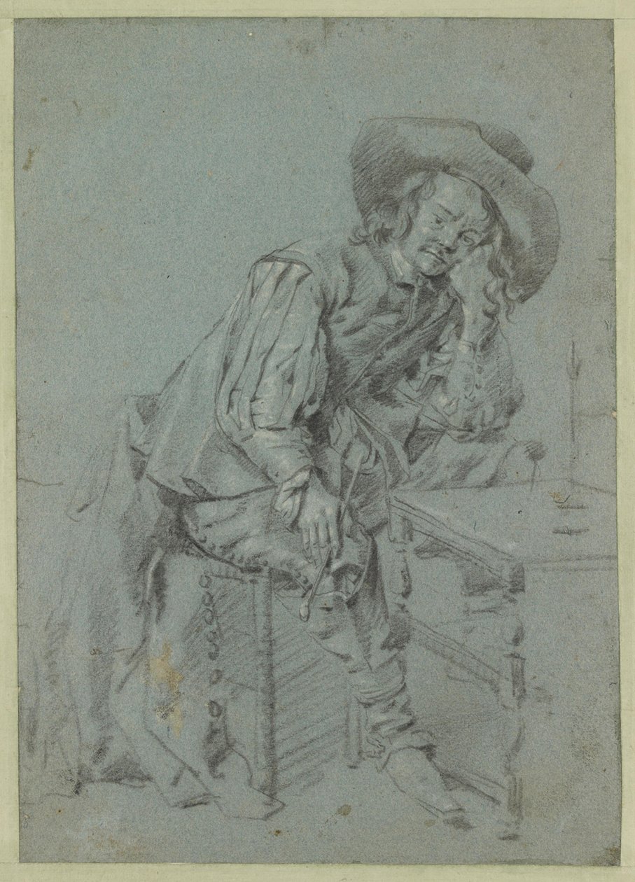 En siddende mand med en pibe af Gabriel Metsu