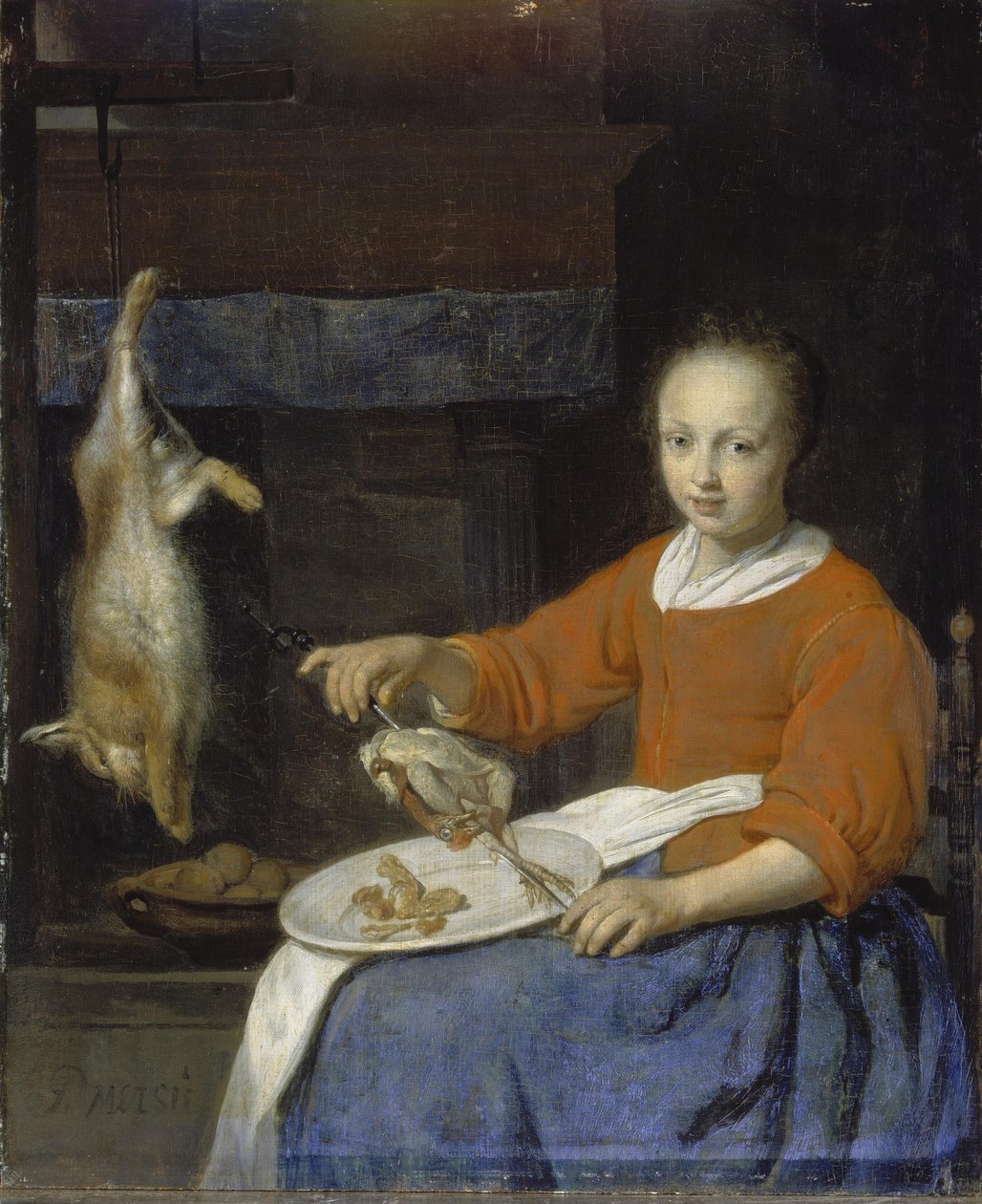 Tysk: Die Köchin Køkkenpigen af Gabriel Metsu