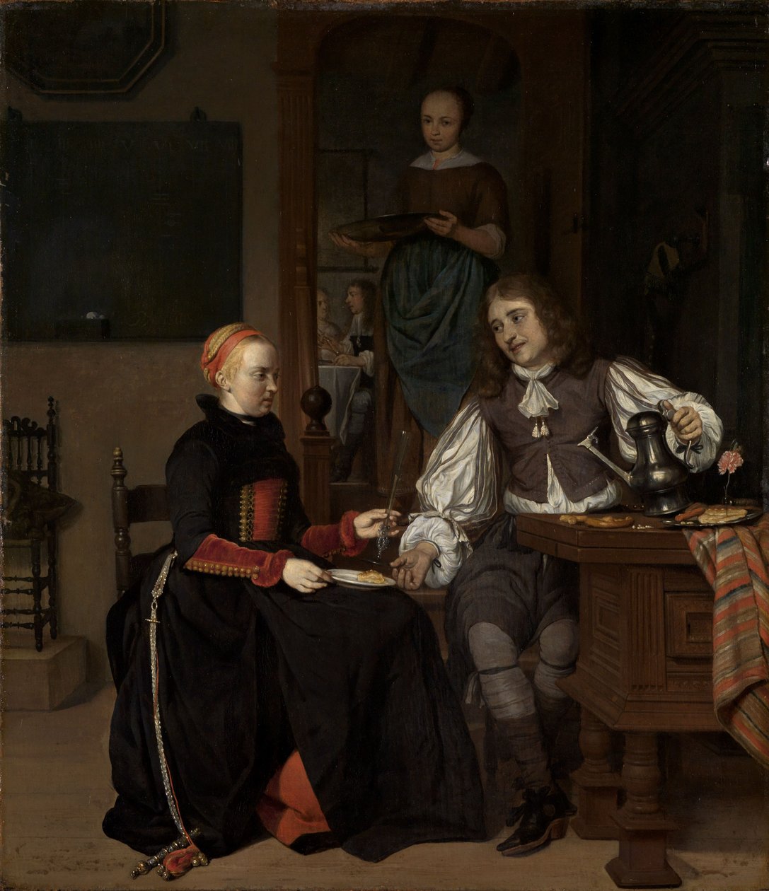Unge par ved morgenmaden af Gabriel Metsu