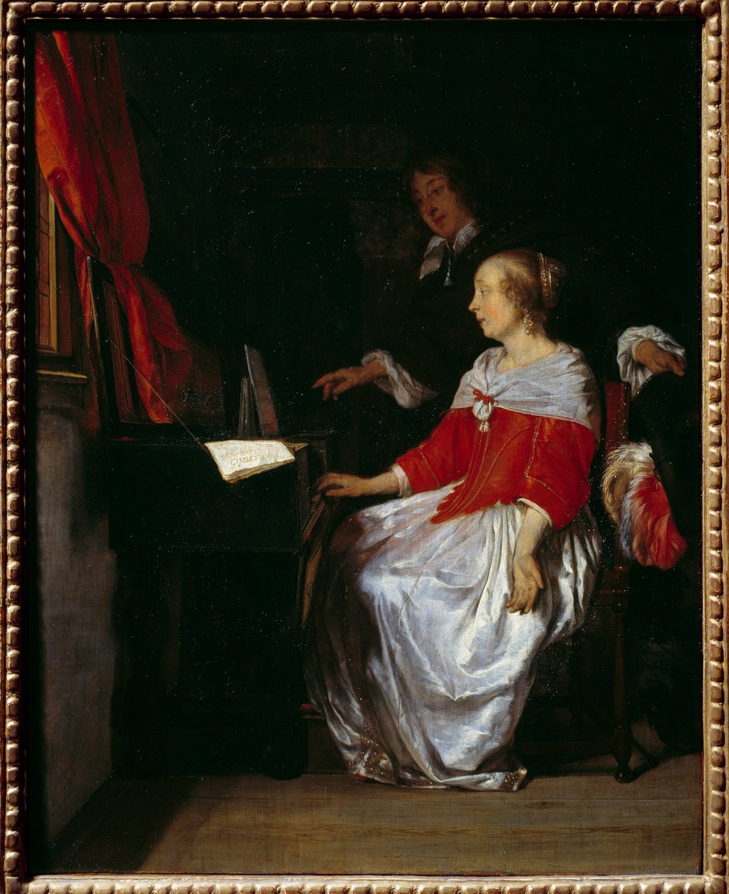 Virginals foredrag. Maleri af Gabriel Metsu (1629-1667), ec. holl. af Gabriel Metsu