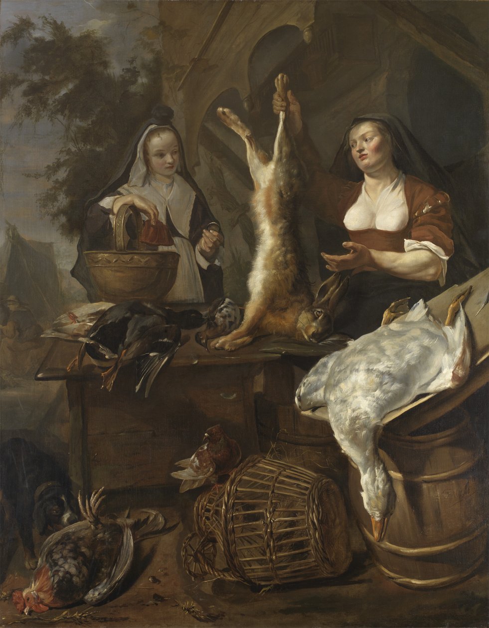 Kvinde sælger spil fra en bod af Gabriel Metsu
