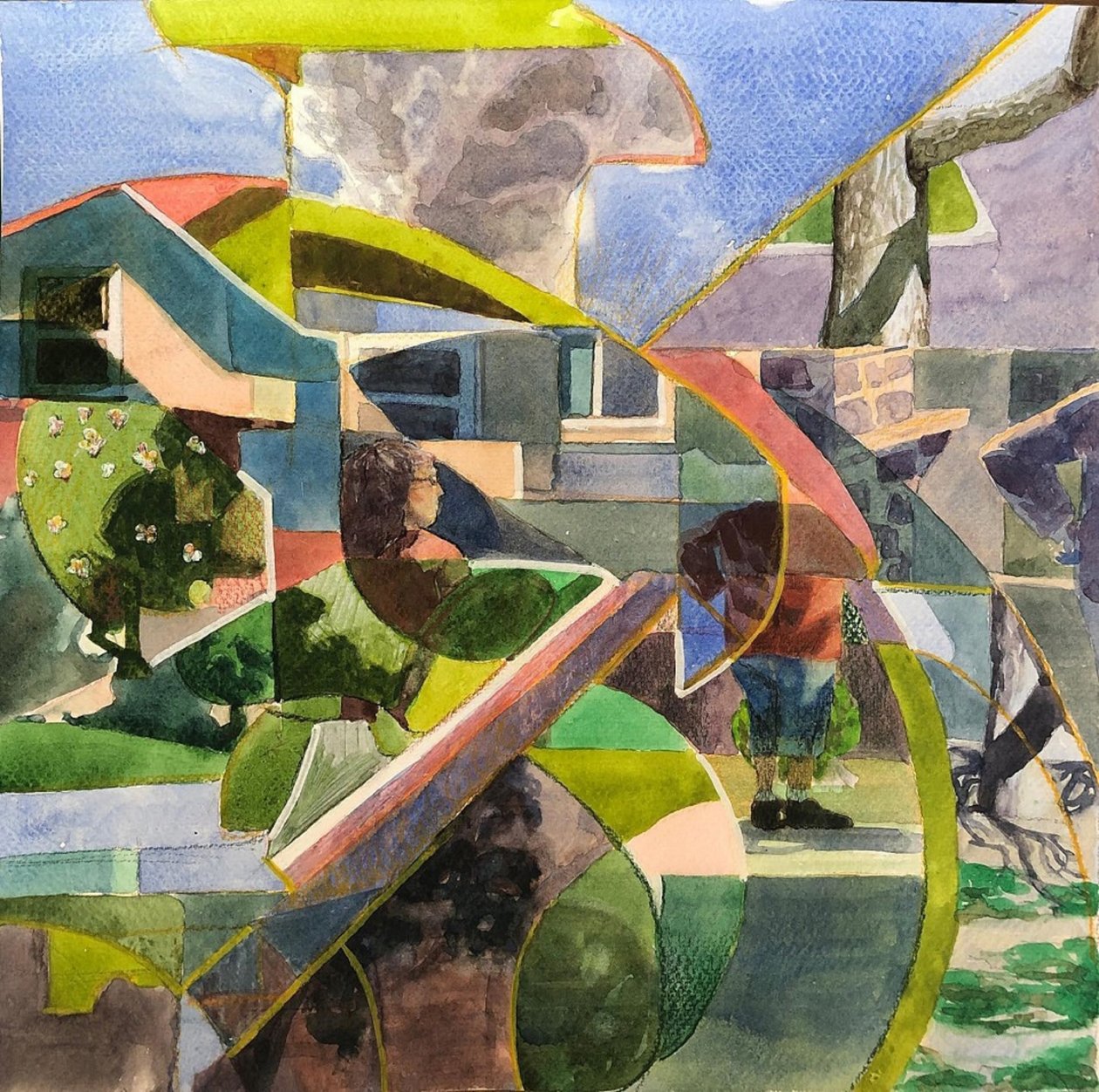 Abstract Neighborhood, 2021 (akvarel på papir) af Gabriel Palma