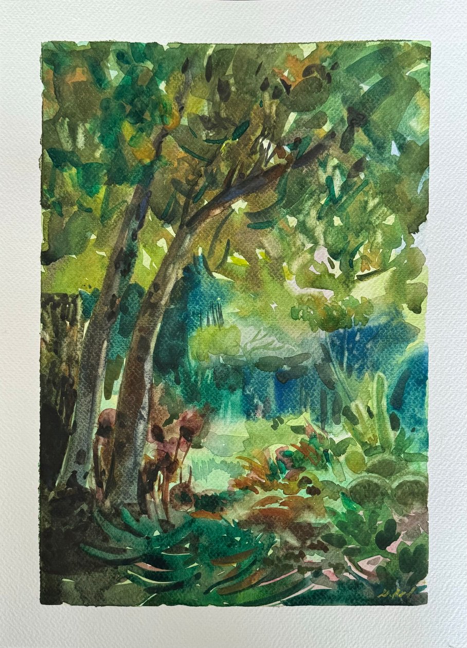 The Huntington Gardens, 2024 (akvarelpapir) af Gabriel Palma