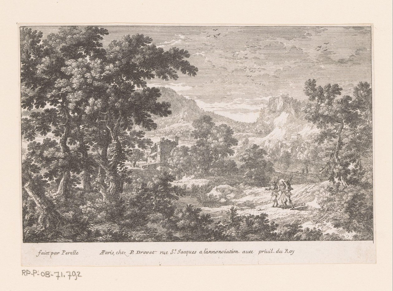 Kristus og Emmaus Landskaber med bibelske scener (serietitel) af Gabriel Perelle