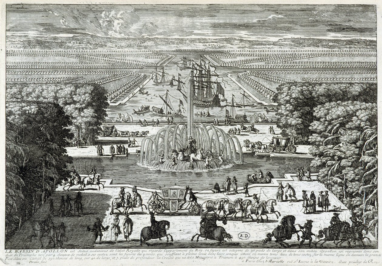 Apollo-bassinet i haven ved slottet i Versailles - af Perelle, slutningen af det 17. århundrede af Gabriel Perelle