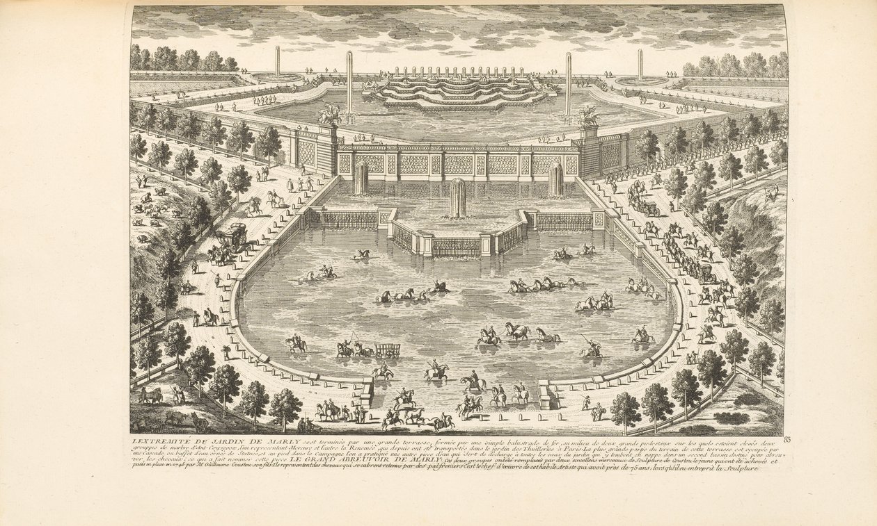 The Extremity of the Garden of Marly, from "Les Delices de Versailles et des Maisons Royales" by Charles-Antoine Jombert, 1766dani af Gabriel Perelle
