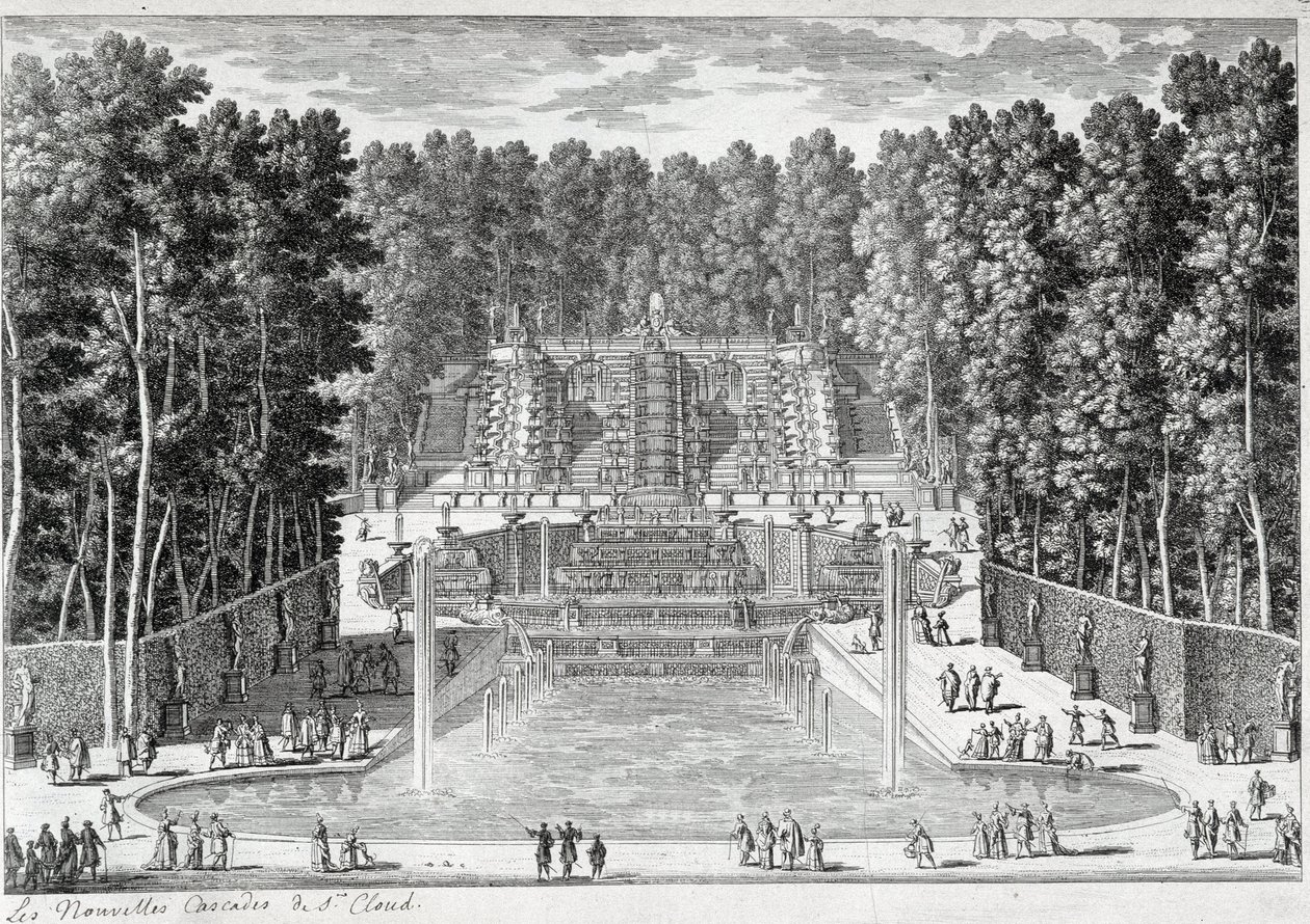 De nye vandfald ved St Clouds haver (ved Ours) - af Perelle, slutningen af det 17. århundrede af Gabriel Perelle