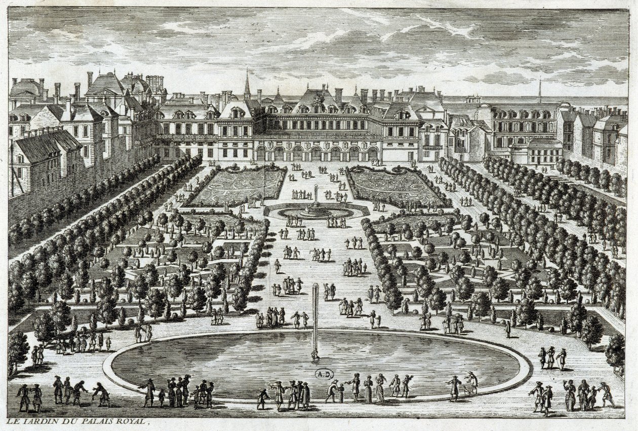 Udsigt over Parc du Palais Royal i Paris. Stik af Perelle, slutningen af 1600-tallet. af Gabriel Perelle
