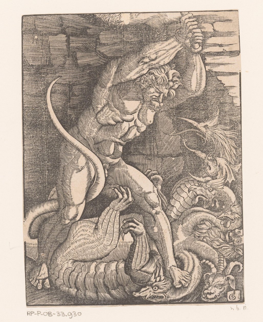 Hercules dræber Hydraen af ​​Lerna Labours of Hercules (serietitel) af Gabriel Salmon