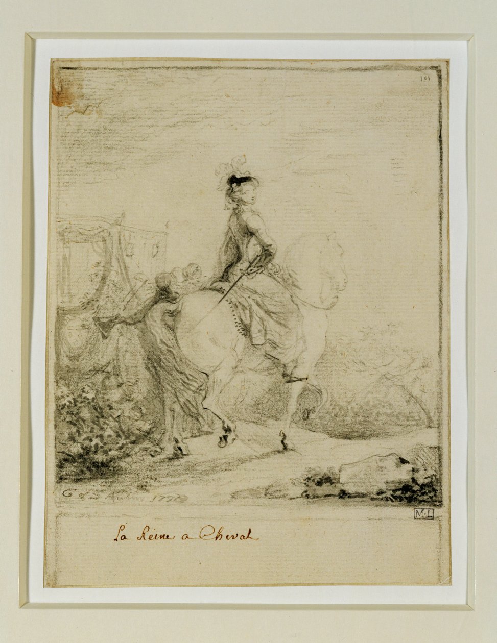 Marie-Antoinette på hesteryg ... af Gabriel de Saint-Aubin