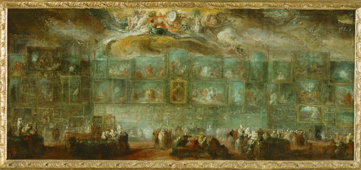 Udsigt over Louvre ... af Gabriel de Saint-Aubin