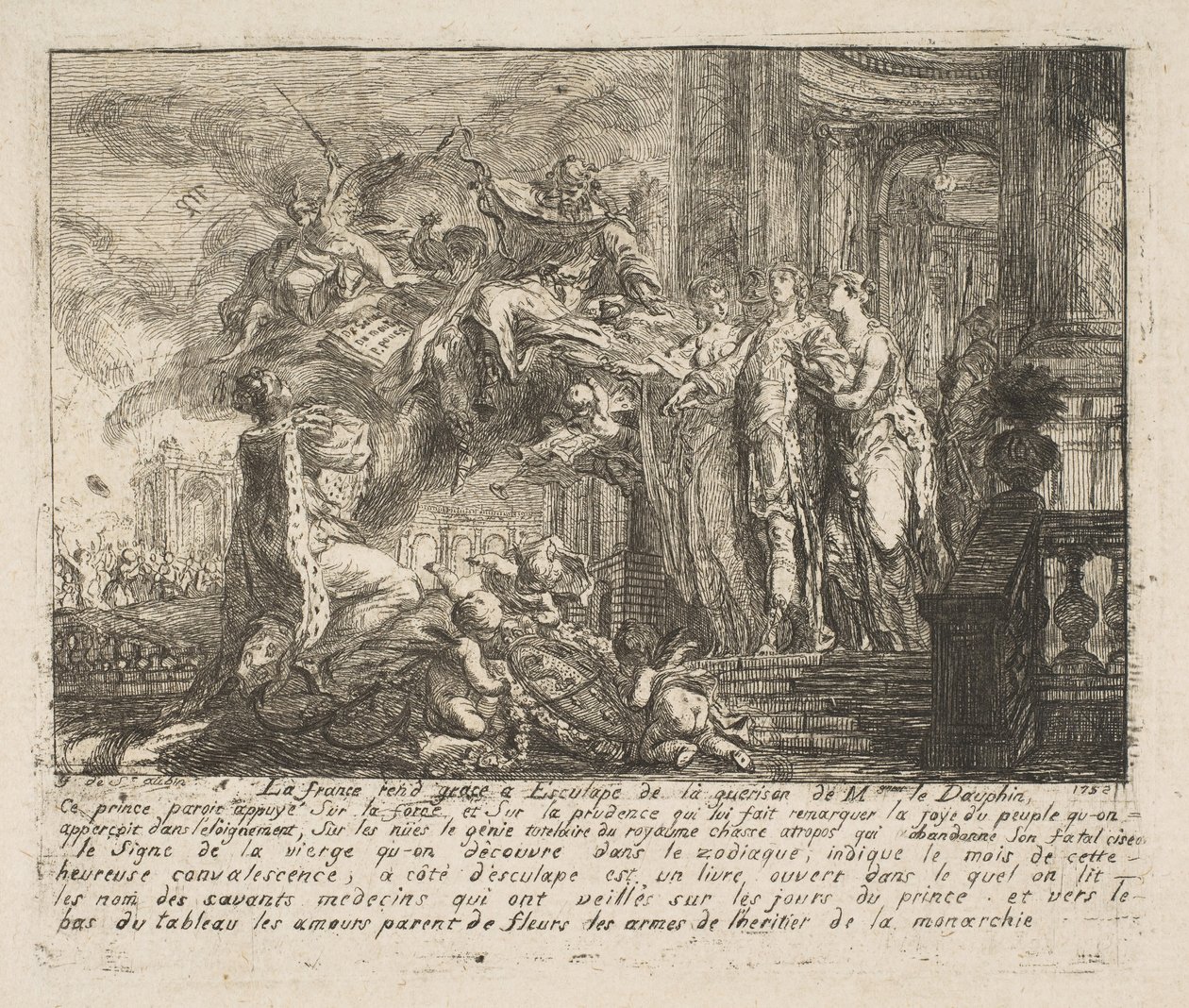 Allegori om Dauphinens rekonvalescens, 1752. af Gabriel de Saint Aubin