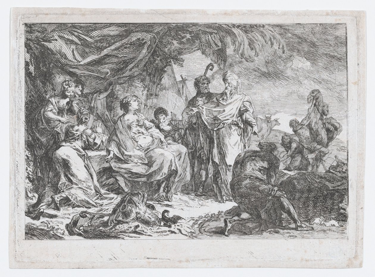 Laban søger efter sine husguder, ca. 1753. af Gabriel de Saint Aubin