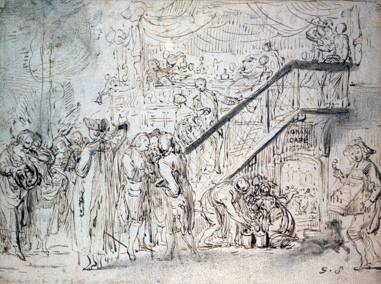 The Grand Cafe 1759 af Gabriel de Saint Aubin