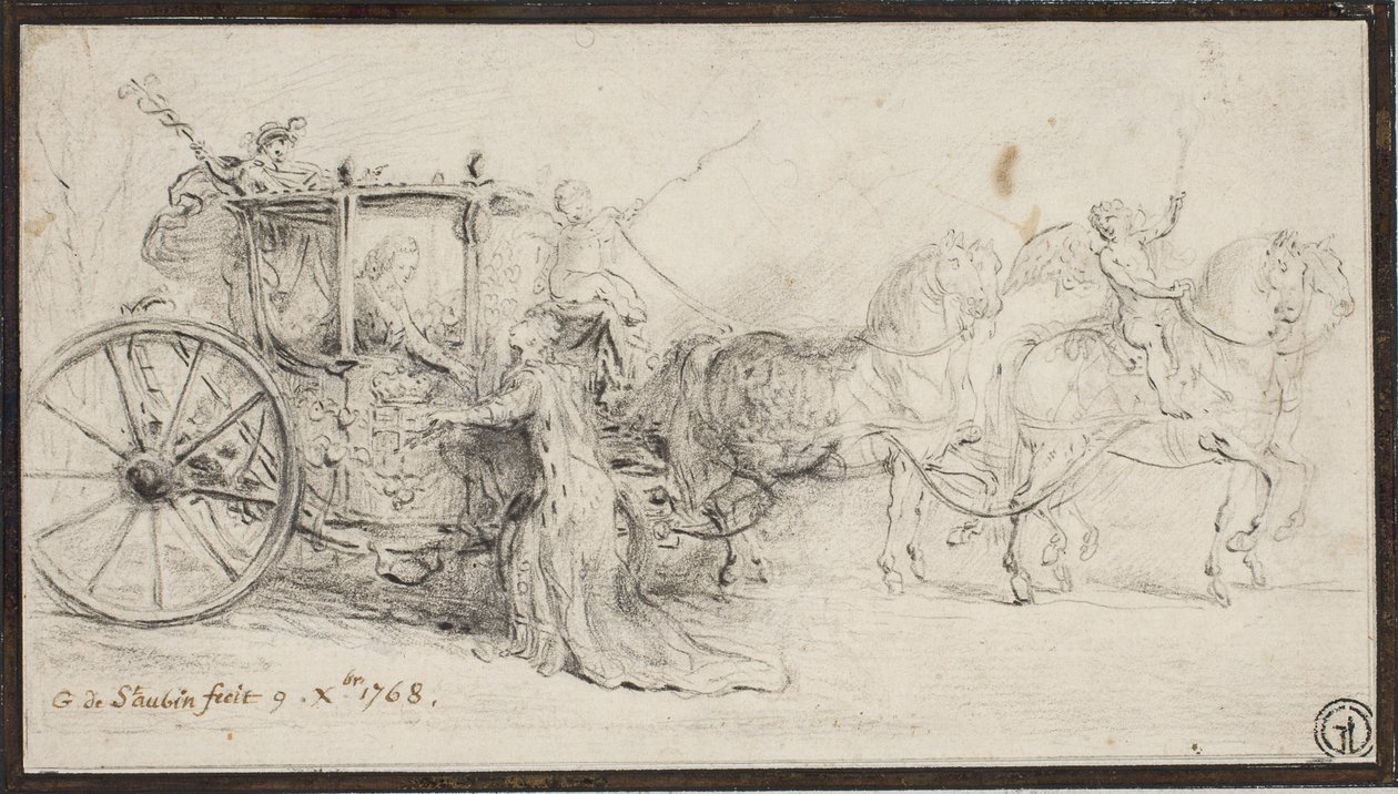 Paris byder Christian VII velkommen af Gabriel de Saint Aubin