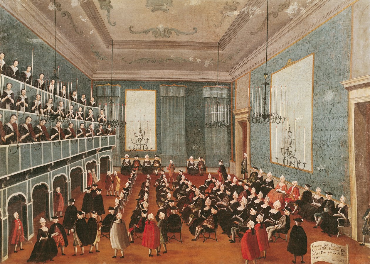 Koncert givet af pigerne fra hospitalets musikforeninger i Procuratie, Venedig af Gabriele Bella