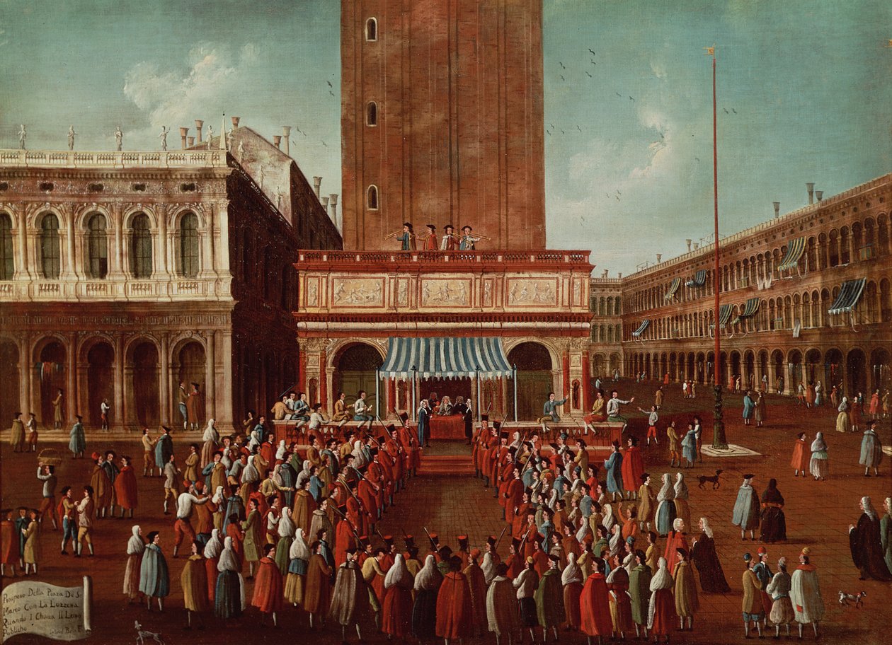 Offentligt lotteri på Loggetta, Piazza San Marco, Venedig af Gabriele Bella