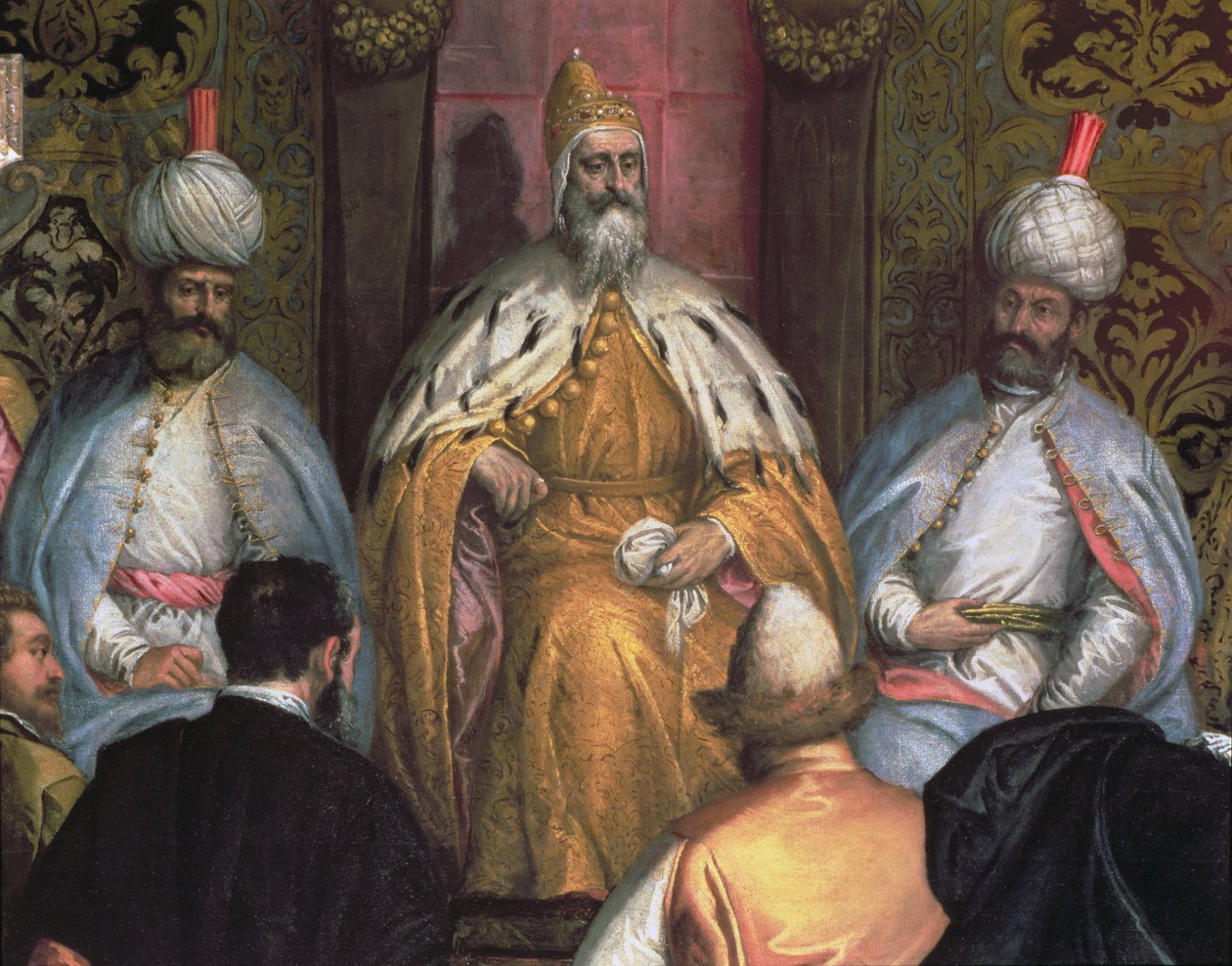 Doge Marino Grimani (regerede 1595-1605) tager imod Persiens ambassadør (detalje) af Gabriele Caliari