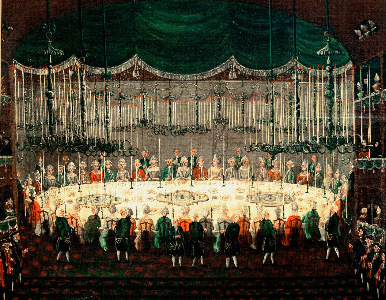 Reception til ære for prinserne af Norden Detalje, der repræsenterer ambassadørernes banket. Maleri af Gabriel Bella (1730-1799) Venedig fra det 18. århundrede, Galleria Fondazione Querini Stampalia af Gabriele Bella