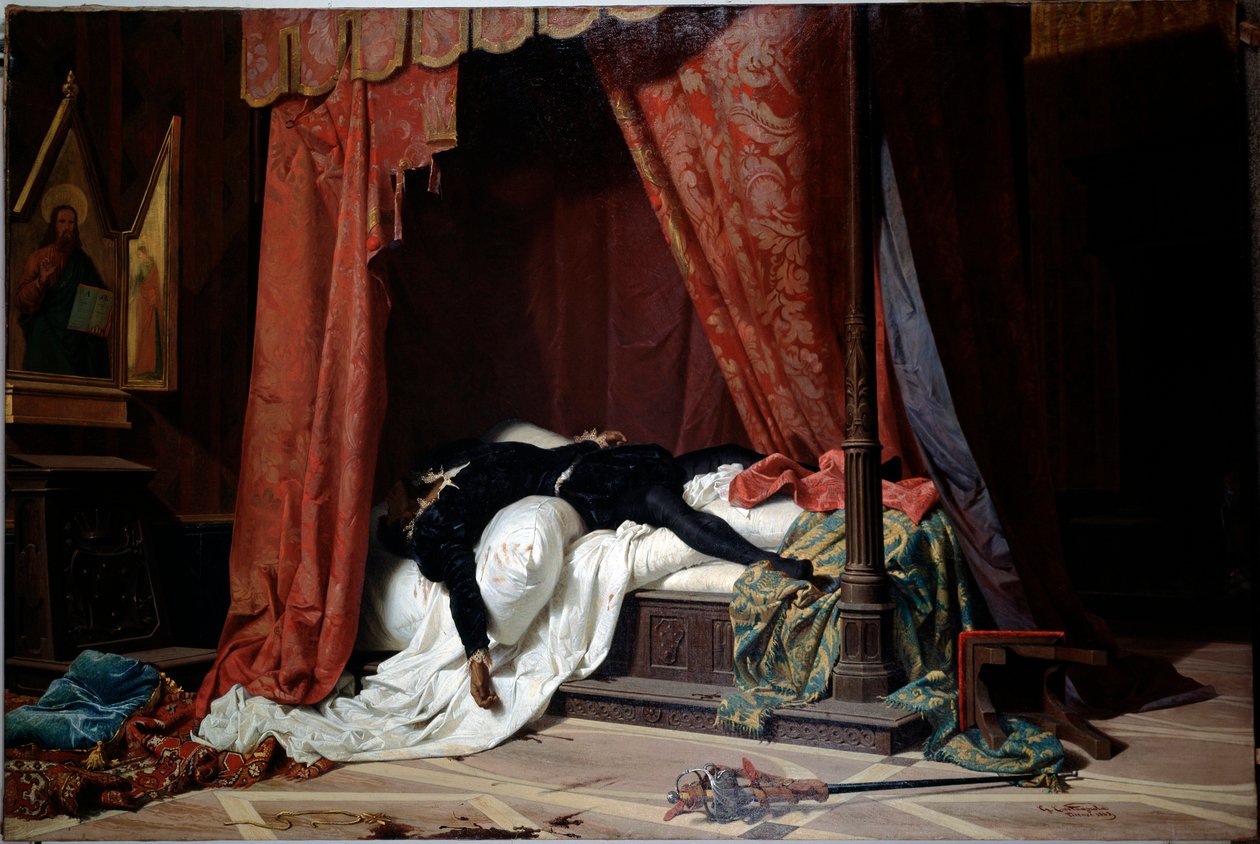 Hertugen af Firenzes død Alessandro de Medici dræbt af Lorenzino de Medici (olie på lærred, ca. 1865) af Gabriele Castagnola