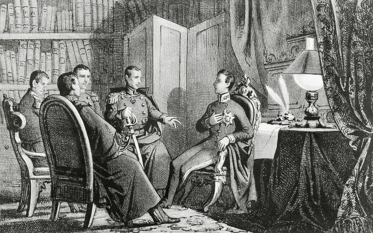 Prins Charles Albert af Carignano (1798-1849) lover sin støtte til liberale konspiratorer, 6. marts af Gabriele Castagnola