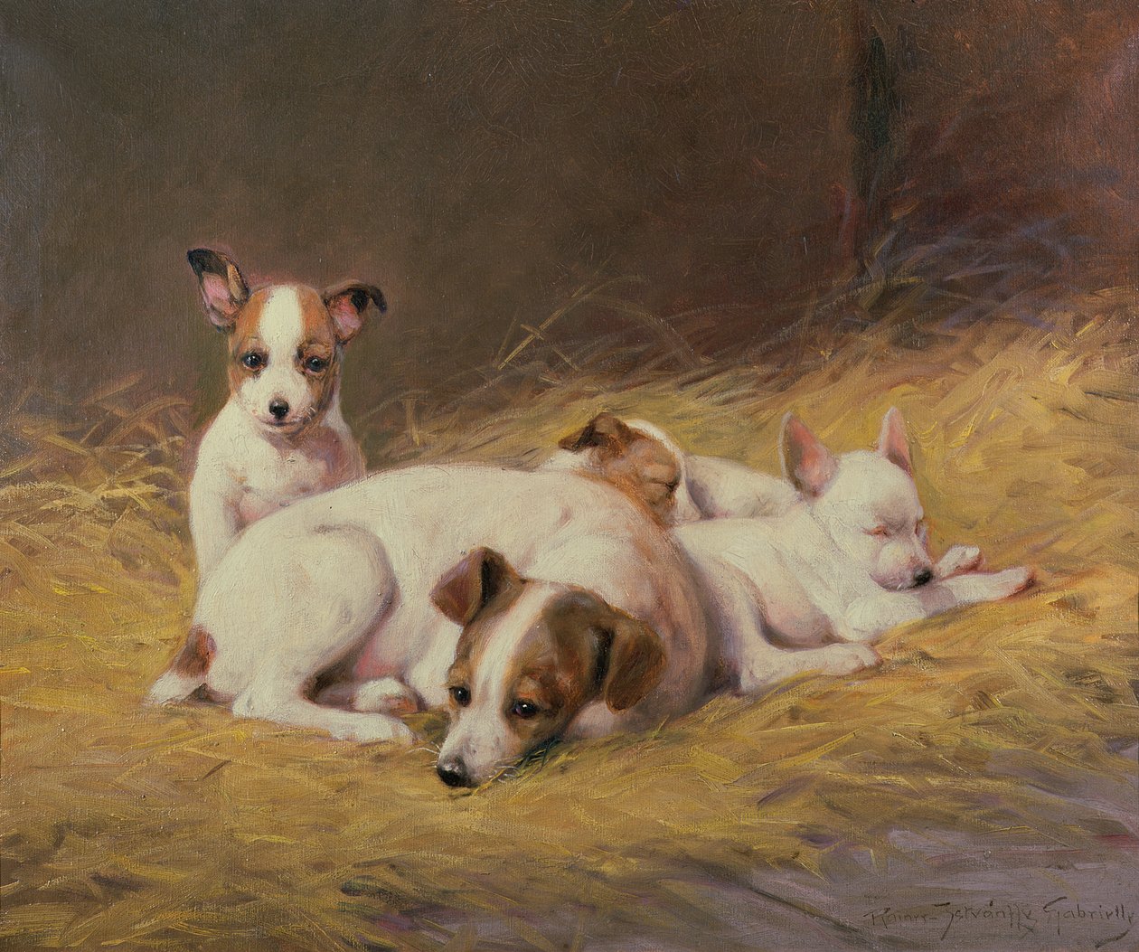 En terrier med tre hvalpe af Gabrielle Rainer Istuanty